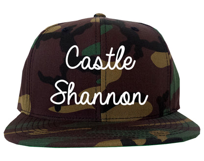 Castle Shannon Pennsylvania PA Script Mens Snapback Hat Army Camo