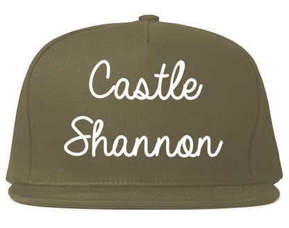 Castle Shannon Pennsylvania PA Script Mens Snapback Hat Grey