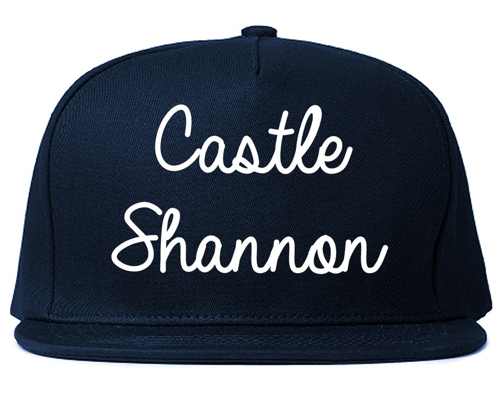 Castle Shannon Pennsylvania PA Script Mens Snapback Hat Navy Blue