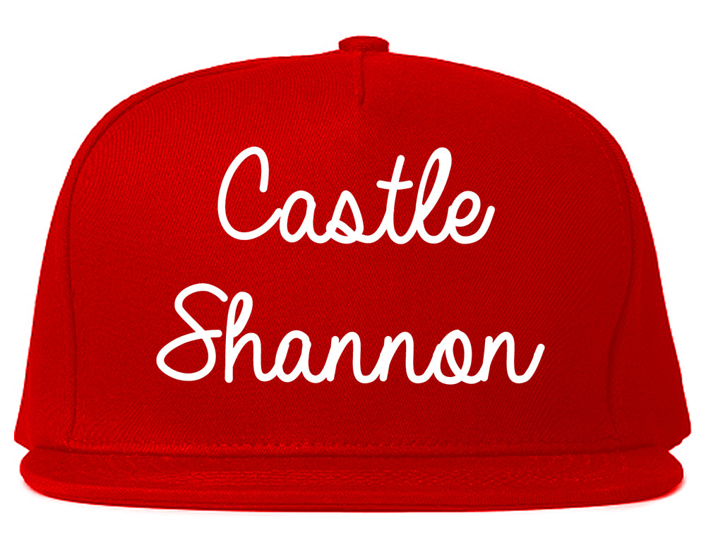 Castle Shannon Pennsylvania PA Script Mens Snapback Hat Red