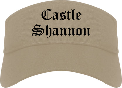 Castle Shannon Pennsylvania PA Old English Mens Visor Cap Hat Khaki