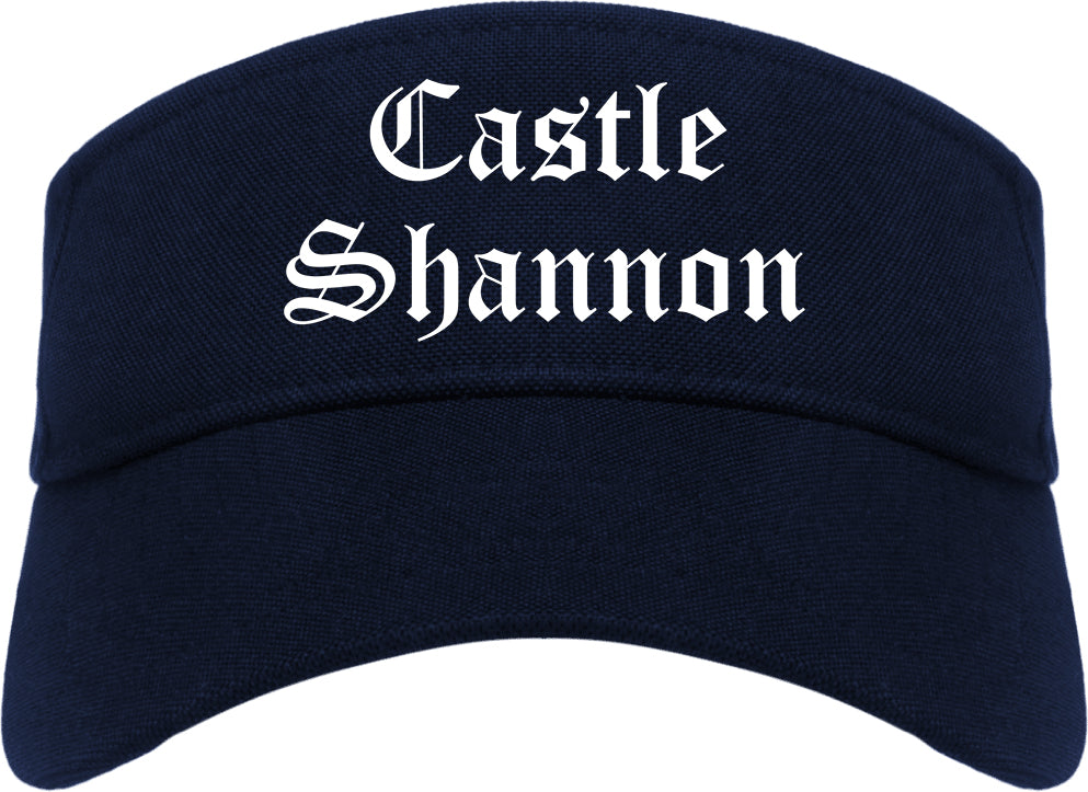 Castle Shannon Pennsylvania PA Old English Mens Visor Cap Hat Navy Blue