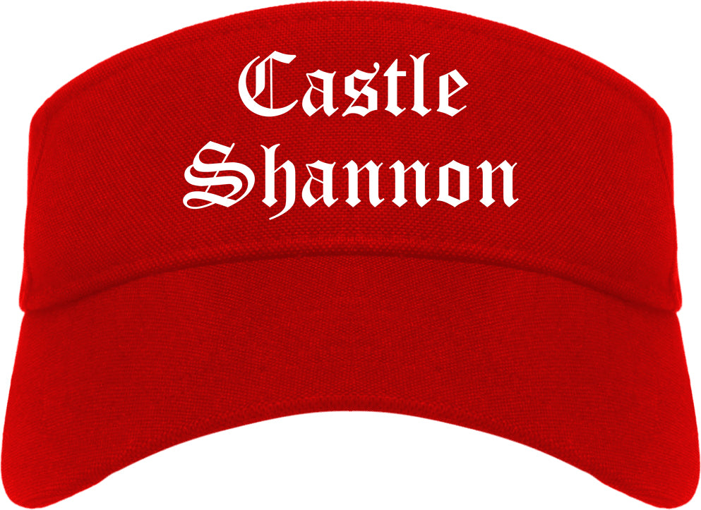 Castle Shannon Pennsylvania PA Old English Mens Visor Cap Hat Red