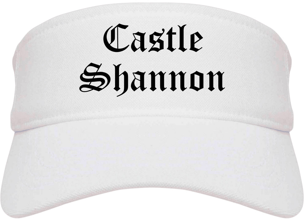 Castle Shannon Pennsylvania PA Old English Mens Visor Cap Hat White
