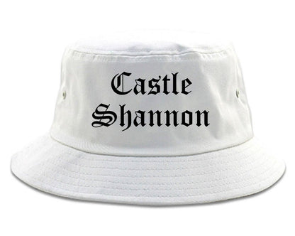 Castle Shannon Pennsylvania PA Old English Mens Bucket Hat White