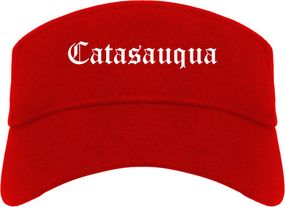 Catasauqua Pennsylvania PA Old English Mens Visor Cap Hat Red
