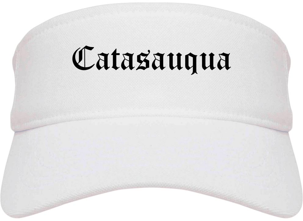 Catasauqua Pennsylvania PA Old English Mens Visor Cap Hat White