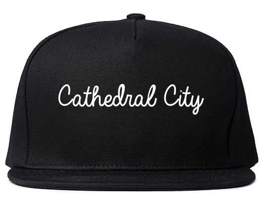 Cathedral City California CA Script Mens Snapback Hat Black