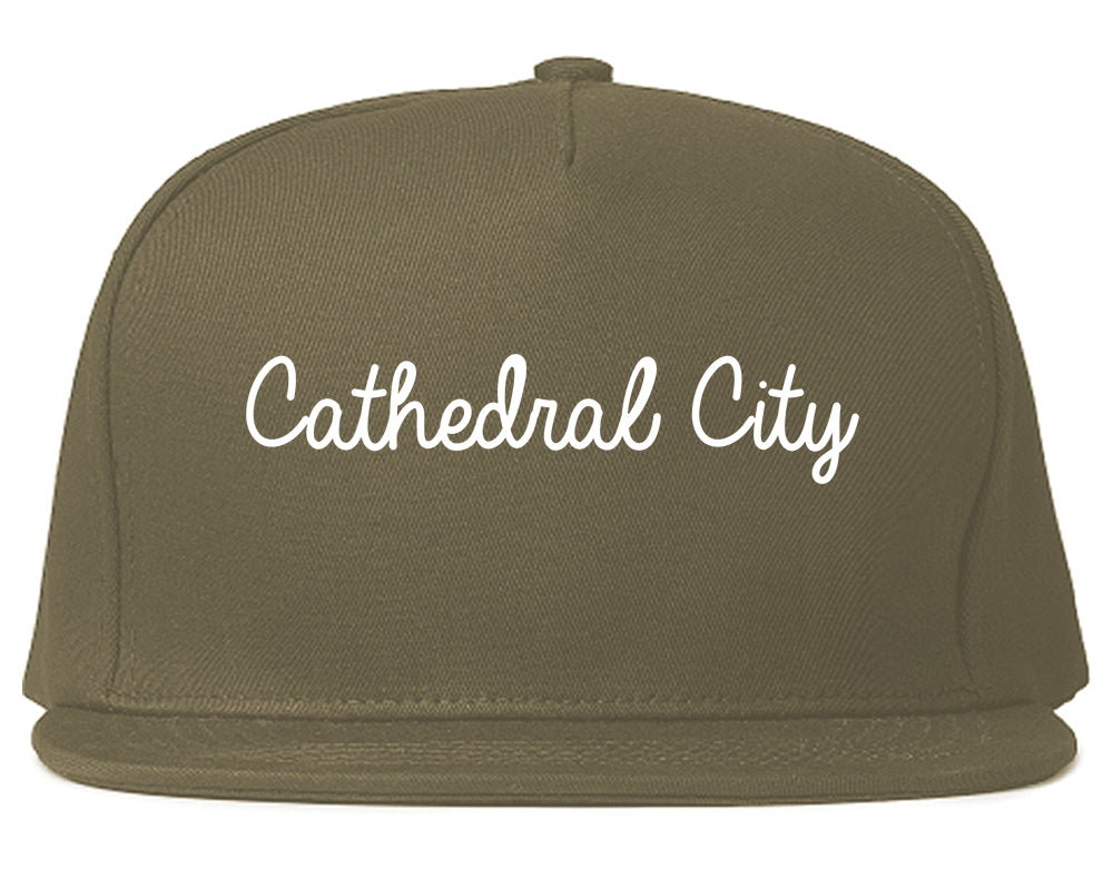 Cathedral City California CA Script Mens Snapback Hat Grey