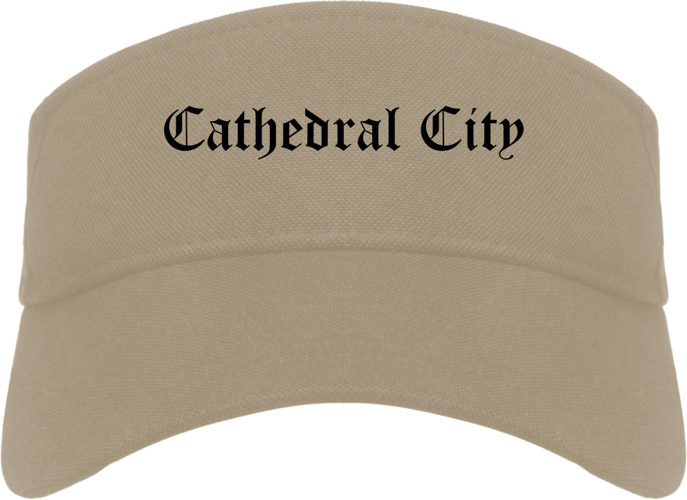 Cathedral City California CA Old English Mens Visor Cap Hat Khaki