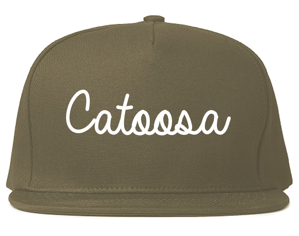 Catoosa Oklahoma OK Script Mens Snapback Hat Grey