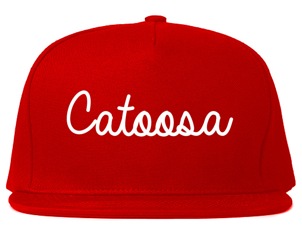 Catoosa Oklahoma OK Script Mens Snapback Hat Red