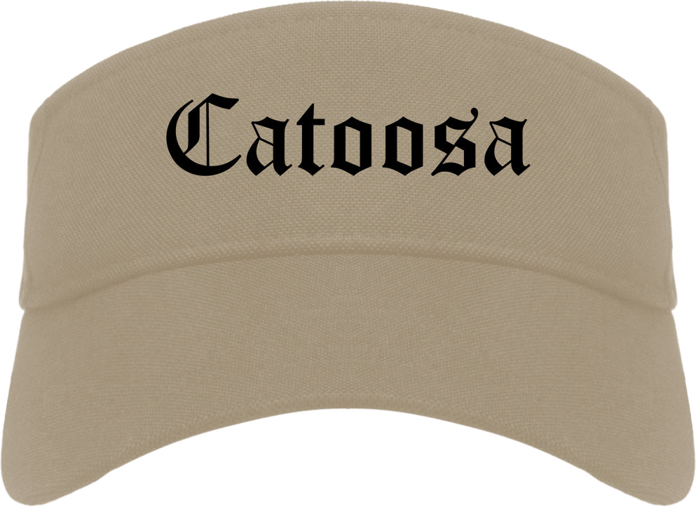 Catoosa Oklahoma OK Old English Mens Visor Cap Hat Khaki