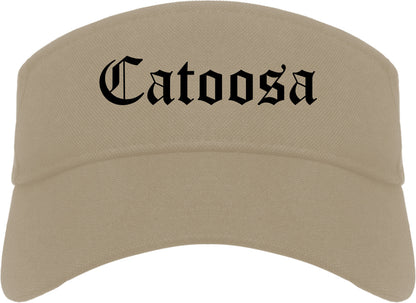 Catoosa Oklahoma OK Old English Mens Visor Cap Hat Khaki