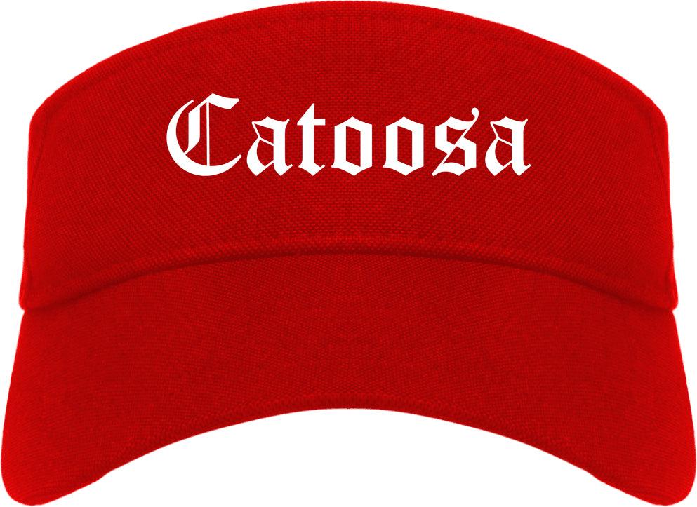 Catoosa Oklahoma OK Old English Mens Visor Cap Hat Red