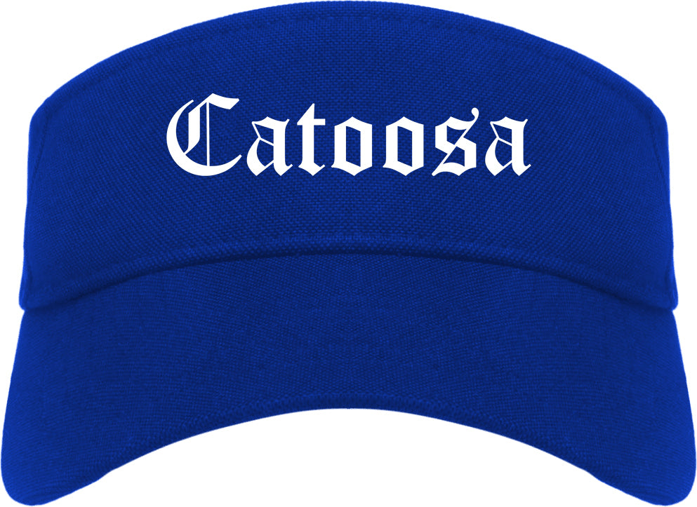 Catoosa Oklahoma OK Old English Mens Visor Cap Hat Royal Blue