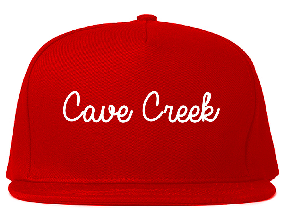 Cave Creek Arizona AZ Script Mens Snapback Hat Red