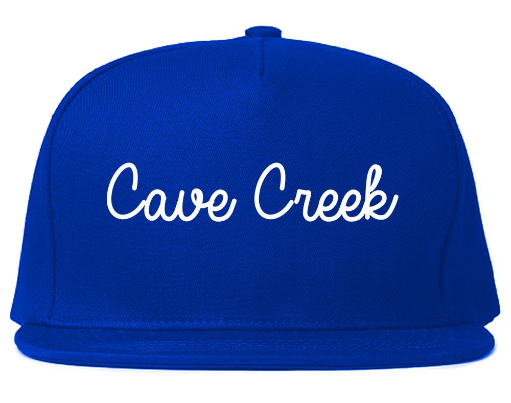 Cave Creek Arizona AZ Script Mens Snapback Hat Royal Blue