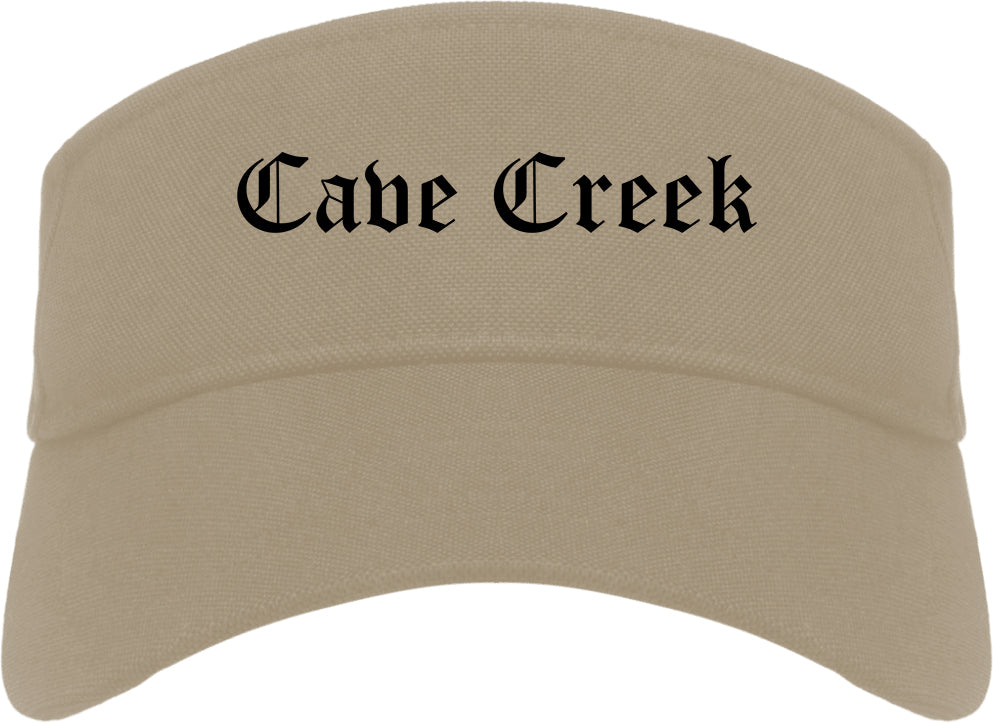 Cave Creek Arizona AZ Old English Mens Visor Cap Hat Khaki