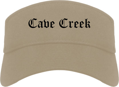 Cave Creek Arizona AZ Old English Mens Visor Cap Hat Khaki