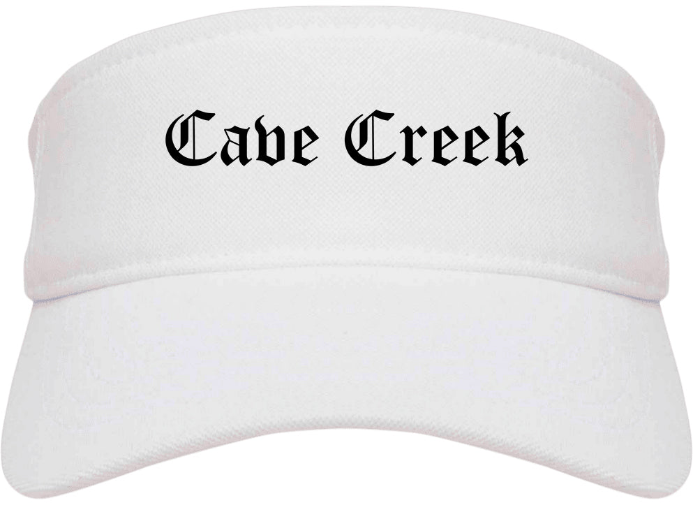 Cave Creek Arizona AZ Old English Mens Visor Cap Hat White