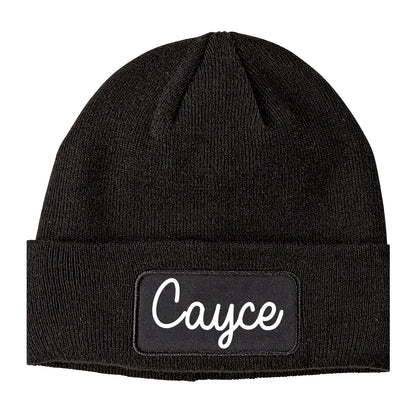 Cayce South Carolina SC Script Mens Knit Beanie Hat Cap Black