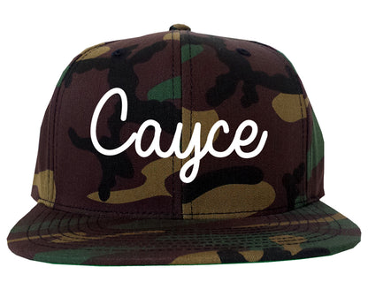 Cayce South Carolina SC Script Mens Snapback Hat Army Camo