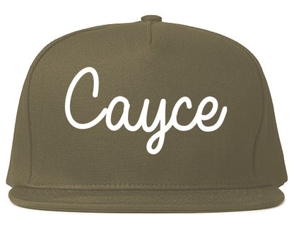 Cayce South Carolina SC Script Mens Snapback Hat Grey