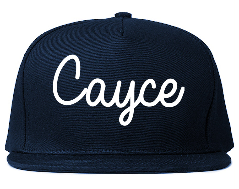 Cayce South Carolina SC Script Mens Snapback Hat Navy Blue