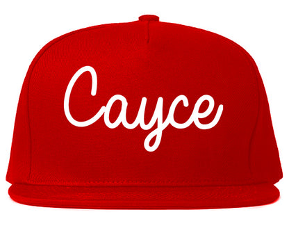 Cayce South Carolina SC Script Mens Snapback Hat Red