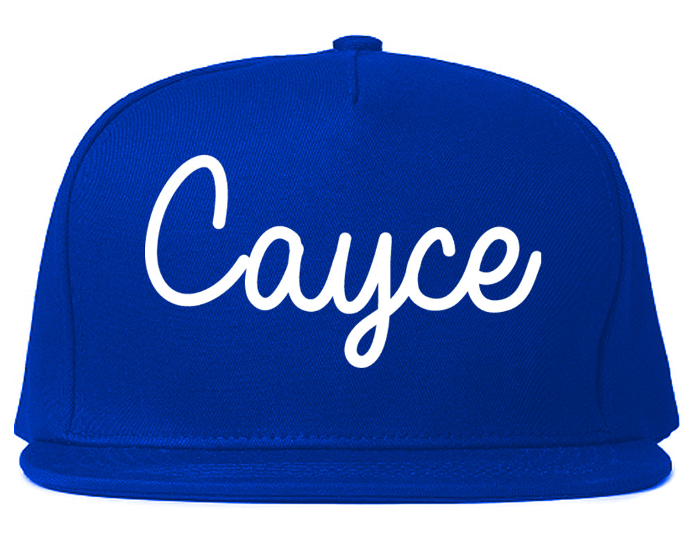 Cayce South Carolina SC Script Mens Snapback Hat Royal Blue