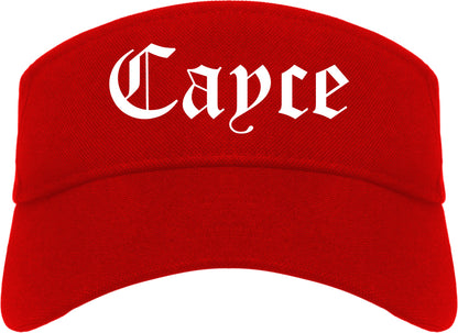 Cayce South Carolina SC Old English Mens Visor Cap Hat Red