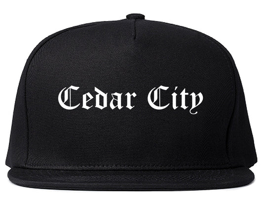 Cedar City Utah UT Old English Mens Snapback Hat Black
