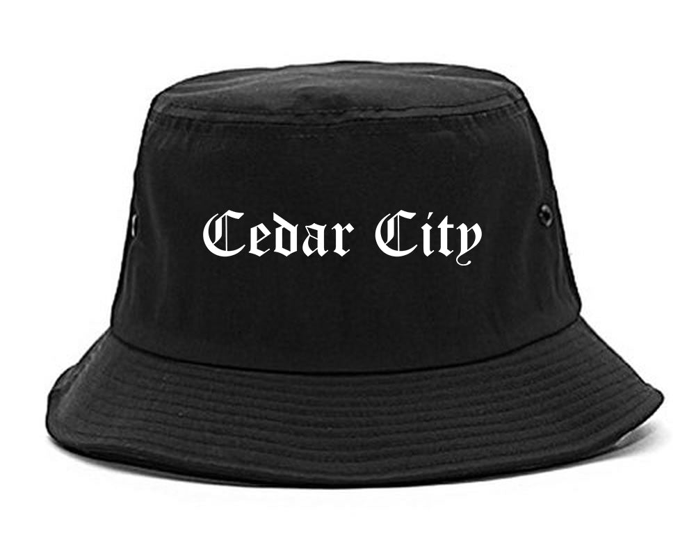 Cedar City Utah UT Old English Mens Bucket Hat Black