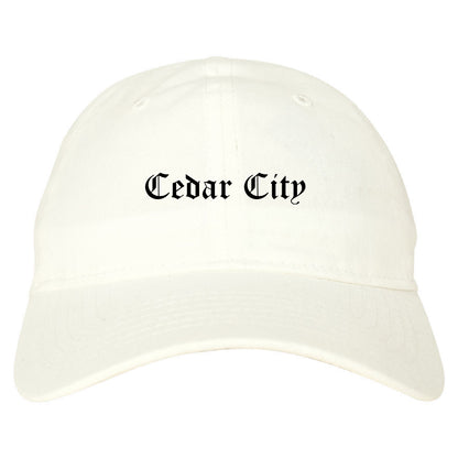 Cedar City Utah UT Old English Mens Dad Hat Baseball Cap White