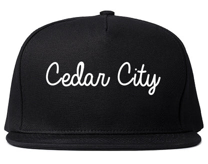 Cedar City Utah UT Script Mens Snapback Hat Black