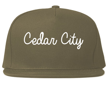 Cedar City Utah UT Script Mens Snapback Hat Grey