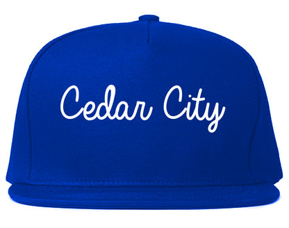 Cedar City Utah UT Script Mens Snapback Hat Royal Blue