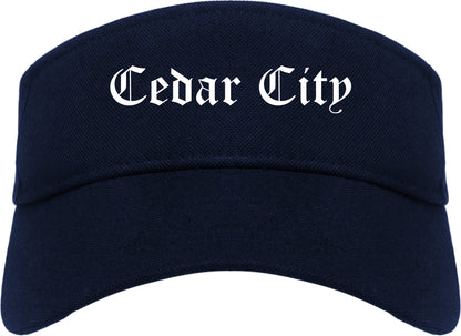 Cedar City Utah UT Old English Mens Visor Cap Hat Navy Blue