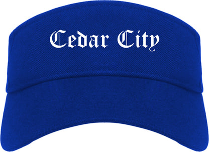 Cedar City Utah UT Old English Mens Visor Cap Hat Royal Blue