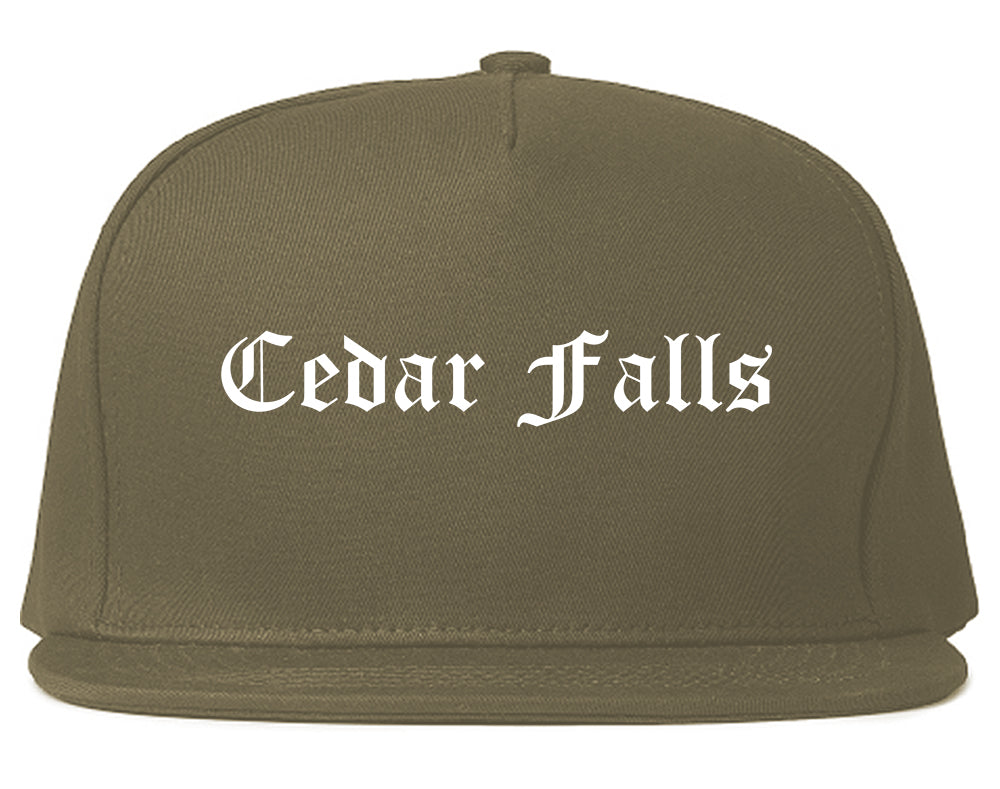 Cedar Falls Iowa IA Old English Mens Snapback Hat Grey
