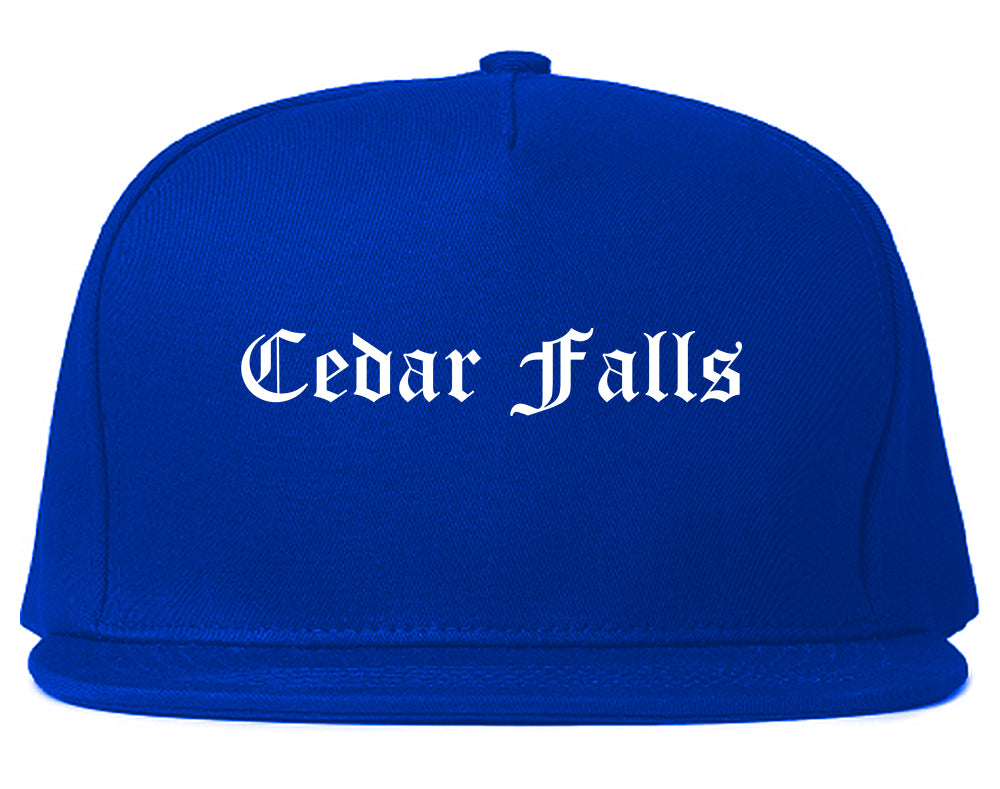 Cedar Falls Iowa IA Old English Mens Snapback Hat Royal Blue