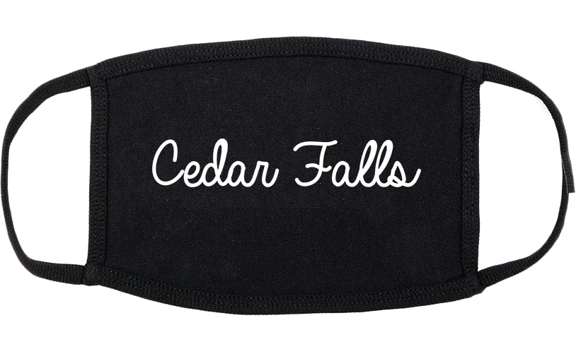 Cedar Falls Iowa IA Script Cotton Face Mask Black