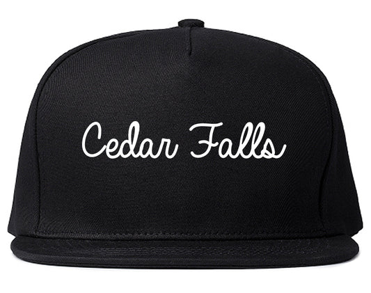 Cedar Falls Iowa IA Script Mens Snapback Hat Black