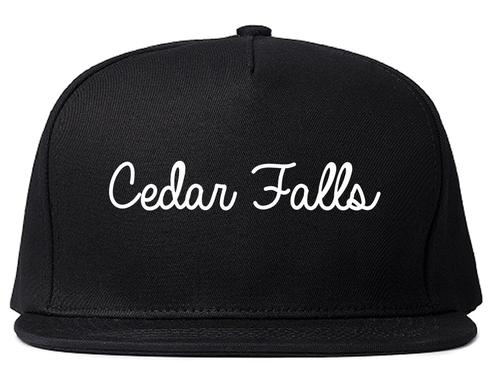 Cedar Falls Iowa IA Script Mens Snapback Hat Black