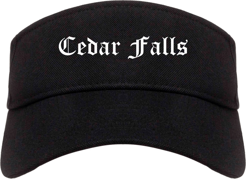 Cedar Falls Iowa IA Old English Mens Visor Cap Hat Black