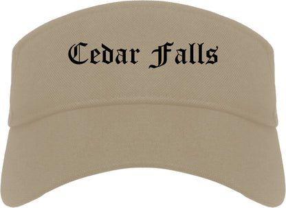 Cedar Falls Iowa IA Old English Mens Visor Cap Hat Khaki