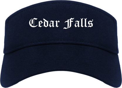 Cedar Falls Iowa IA Old English Mens Visor Cap Hat Navy Blue