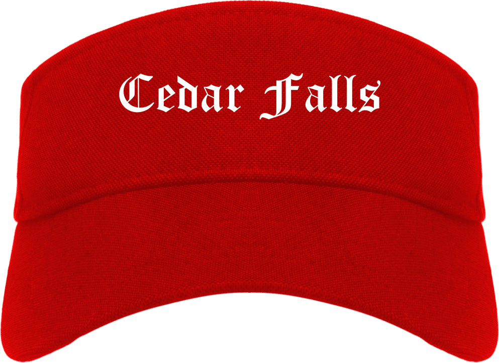 Cedar Falls Iowa IA Old English Mens Visor Cap Hat Red