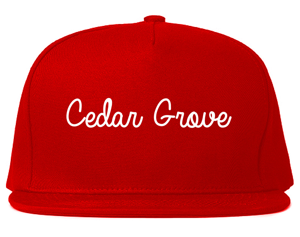 Cedar Grove Florida FL Script Mens Snapback Hat Red